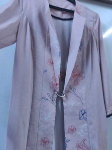 Elegant Pink Floral Long Shrug