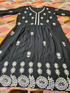 Black Kurta with White Embroidery