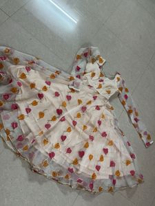 Elegant Floral Print Anarkali Suit Set