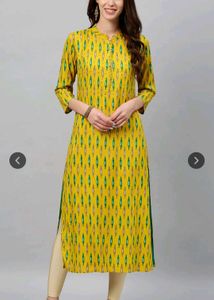 🌼Bright Yellow Printed Kurta