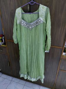 Green Embellished Kurta
