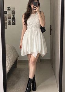 Pintresty 🌸White Lace Trimmed Mini Dress