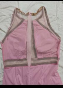designer pink long party dress