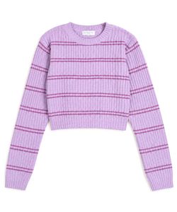 Lavender Striped Cropped Sweater