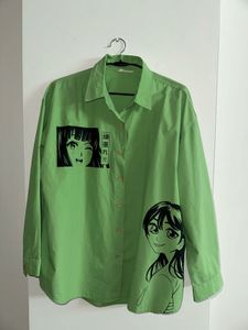 Anime Graphic Print Oversized Shirt