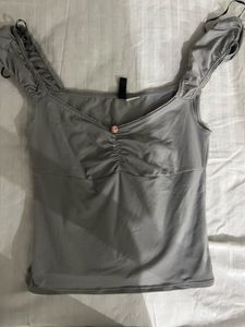 Cute Ruched Grey Crop Top