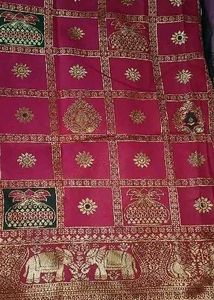Vibrant Pink Saree with Gold Zari