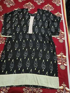 Black Ikat Print Kurta Set with Dupatta