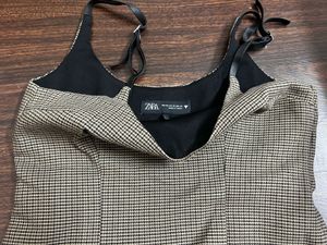 Zara Chic Plaid Spaghetti Strap Top