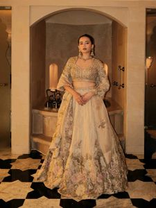 Champagne Gold Embroidered Lehenga Set