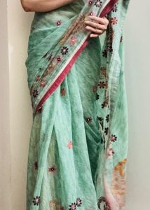 Embroidered Mirror Work Saree