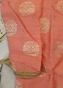 Elegant Peach Kurta with Gold Accents
