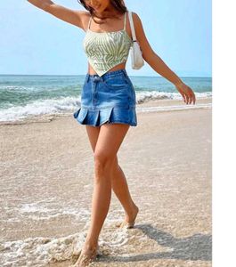 Green Zebra Print Crop Top