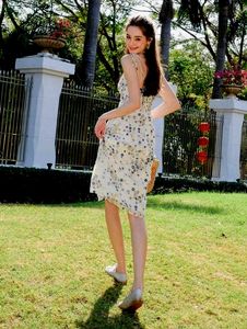 Floral Print Summer Dress with High Slit