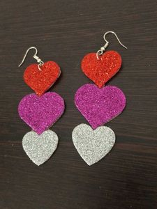 Glitter Heart Dangle Earrings