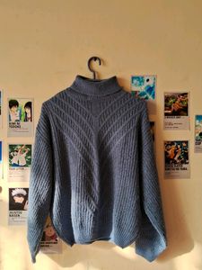 Soft Blue Turtle Neck Oversized Sweater