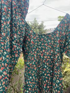 Green Floral Kurta Set