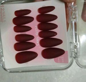 Matte Burgundy Press-On Nails,FIXED PRICE