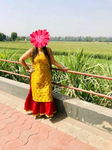 Yellow &amp; Red Kurta Set