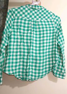 Green Gingham Button-Up Shirt