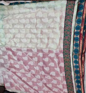 Elegant Pink &amp; Cream Silk Saree