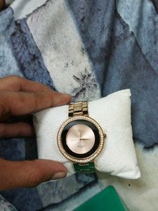 Rose Gold Crystal Bezel Watch