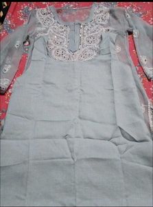 Chikankari kurti with mirror work....
