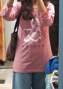 Pink long tshirt kurta