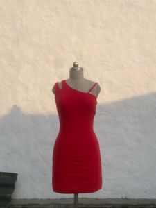 Chic Red One-Shoulder Mini Dress