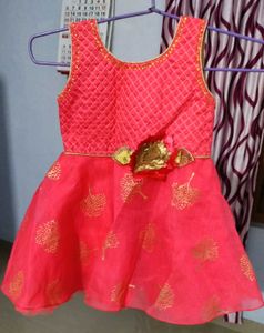 Vibrant Pink & Gold Party Dress