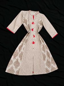❤️ Ruby Tassel Elegance Printed Kurti🌷