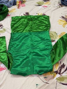 Vibrant Green Satin Kurta Set