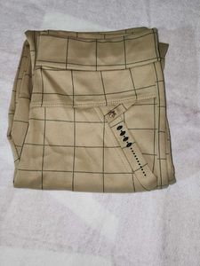 Beige Plaid Trousers