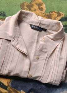 Classic Pleated Button-Up Blouse
