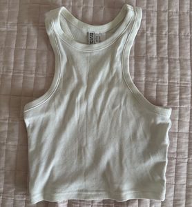 Zara Brown top &amp; H&amp;M White Ribbed to