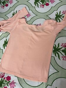 Peach Long Sleeve Top with Bows