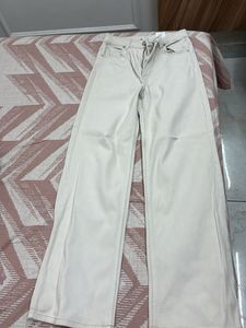 H&amp;M Cream Wide Leg Jeans