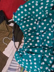 Chic Teal Polka Dot Off-Shoulder Top