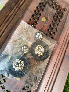 Boho Black Round Earrings