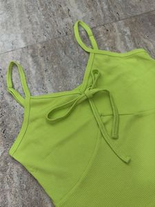 Lime Green Tie-Front Crop Top