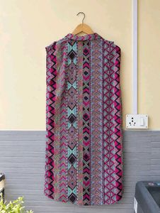 Vibrant Sleeveless Ethnic One Piece Dress (Women)