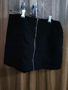 Black Mini Skirt with Zipper Detail