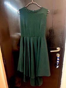 Elegant Green Embellished Midi Dress
