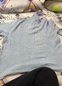 Light Blue Velour Zip-Up Top