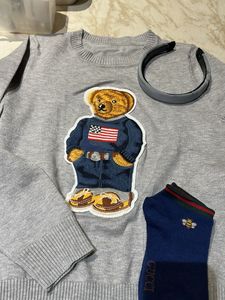 Cute Bear Graphic Sweater(with hairband&amp; socks)