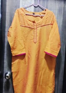 Orange Kurta with Pink Trim