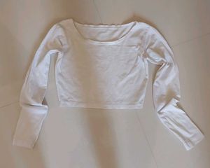 White Long Sleeve Crop Top
