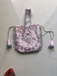 Pink Potli Bag with Mirror Work