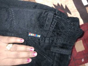 Kids Black Velvet Pants