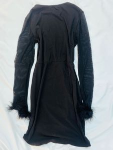 Feather Trim bodycon dress